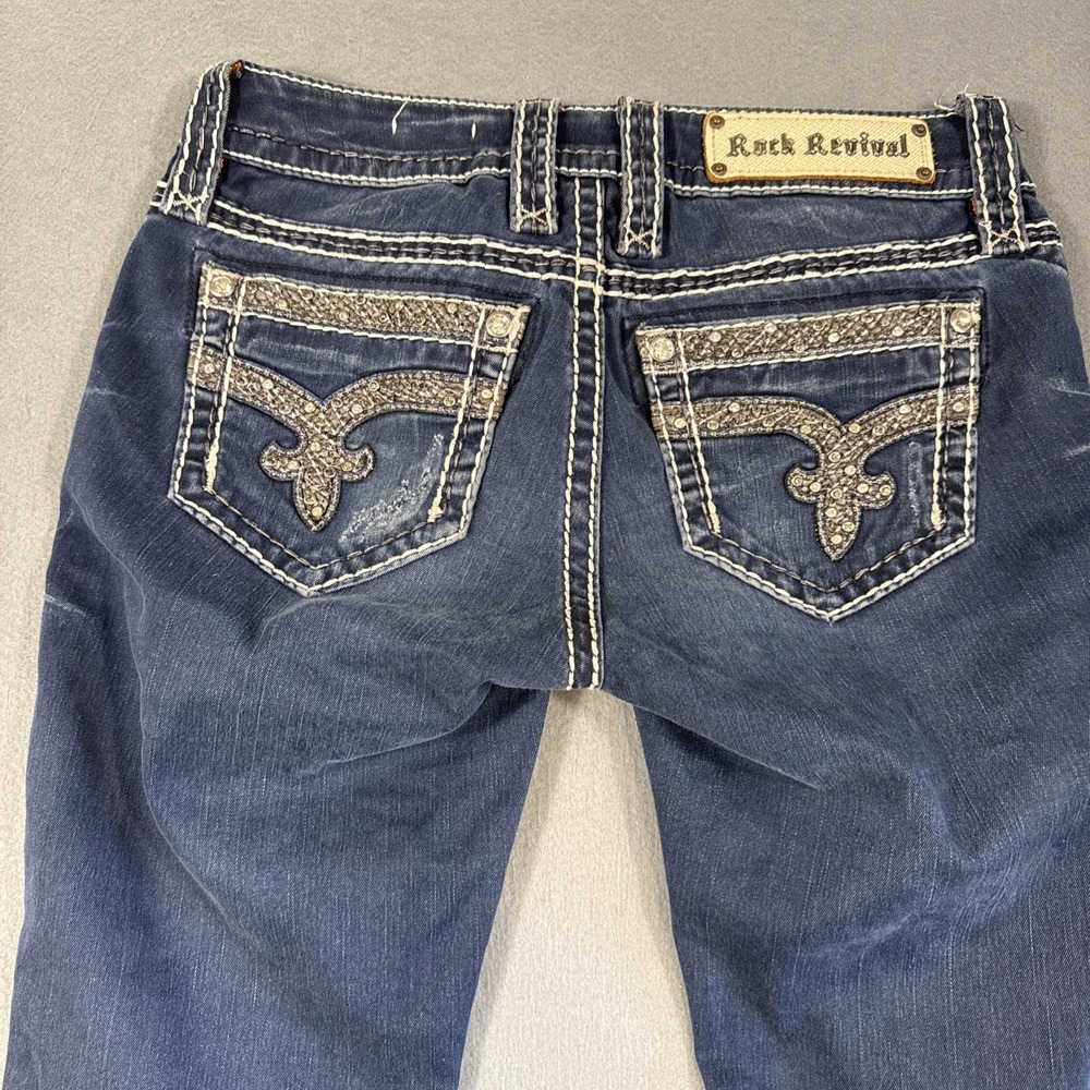 Rock Revival Women 25/31 Sherry Skinny Jeans EMBELISHED RHINESTONES THICK STITCH - Picture 1 of 10